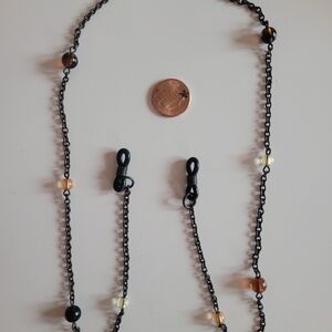 Elegant Clear and Amber Beaded Glasses Chain